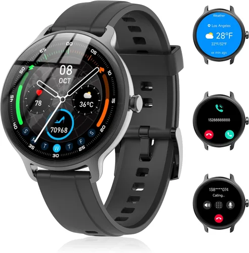 Vista 10 de Reloj inteligente para hombres y mujeres (respuesta/hacer llamadas), reloj inteligente con voz AI integrada, rastreador de fitness HD de 1.27