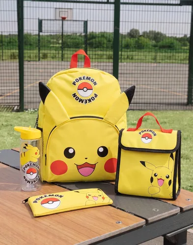 Vista 3 de Pokémon Pikachu - Juego de mochila infantil Bolsa escolar de 4 piezas con bolsa de almuerzo, estuche para lápices y botella de agua