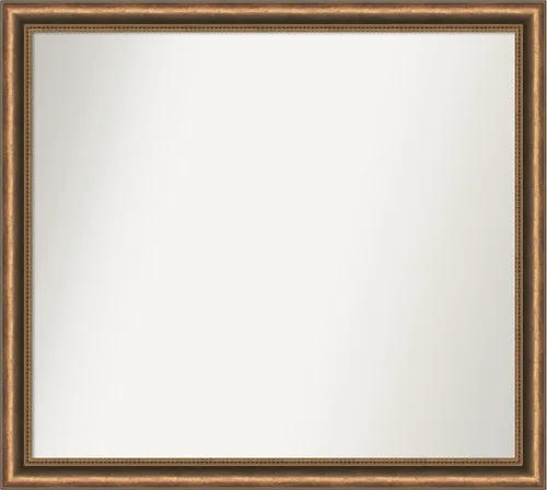 Vista 30 de Amanti Art Espejo de baño de bronce para sobre fregadero, 24 x 24 pulgadas, espejo de tocador cuadrado estrecho de bronce Manhattan, marco de madera
