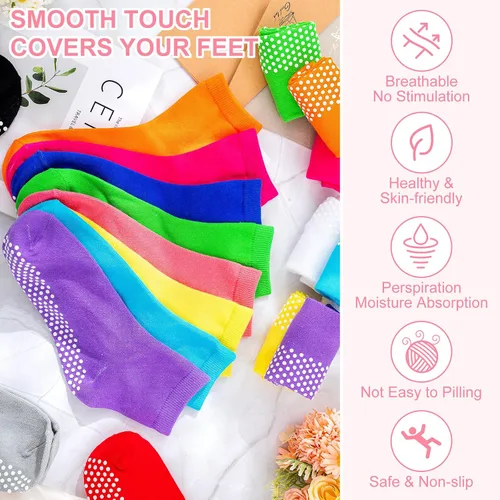 Vista 2 de Jiuguva 36 pares de calcetines antideslizantes con agarres, calcetines antideslizantes para hombres y mujeres, calcetines antideslizantes para yoga