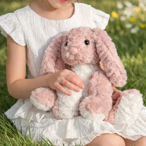 Vista 2 de Peluche de conejo, 10.5 pulgadas de alto, parte inferior pesada para sentarse independientemente, animal de peluche de conejo certificado