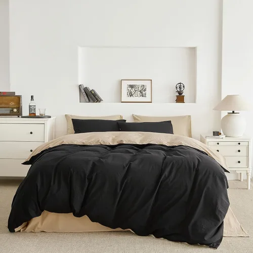 Vista 11 de SUSYBAO - Cobertor tipo duvet de 3 piezas, 100% de algodón natural, tamaño Queen, 1 cobertor con 2 fundas para almohada, calidad de lujo, ultra