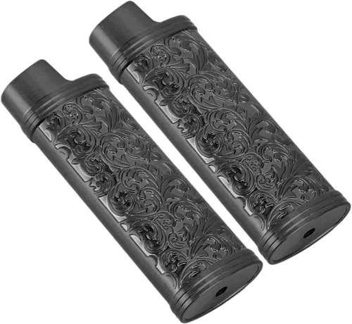Vista 6 de Funda para encendedor de 2 piezas, estilo vintage, reutilizable, resistente aleación de zinc, estampado floral para protección de tamaño completo