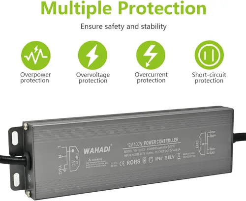 Vista 2 de Controlador de fuente de alimentación LED de 100 W, 100-277 V CA a 12 V CC 8.3 A, convertidor de transformador de salida de bajo voltaje