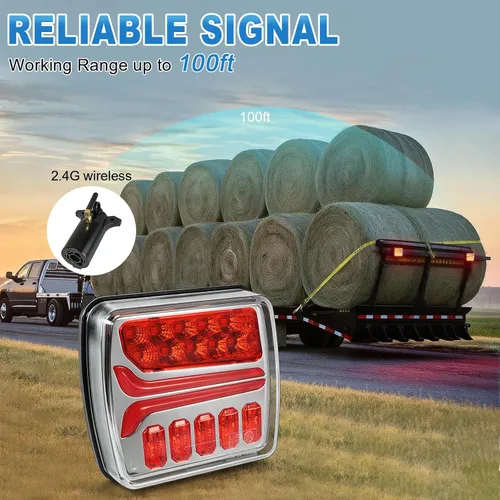 Vista 7 de NeaLia CD033 Magnetic Wireless Trailer Lights, LED Tow Light Kit Ámbar