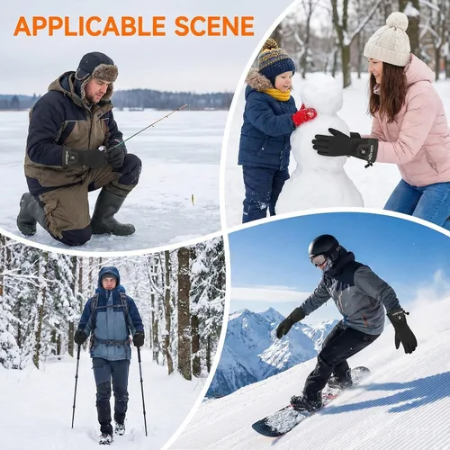 Vista 6 de Guantes térmicos para hombres y mujeres, batería recargable, para motocicleta, esquí, calentador de nieve, guantes para artritis