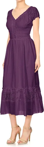 Vista 2 de Anna-Kaci Renaissance Campesant Maiden Boho Inspirado en Manga Casquillo Vestido de Encaje