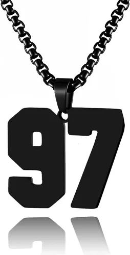 Vista 122 de Collar de Número Dorado para Hombre, Cadena de Acero Inoxidable con Colgante de Número para Atletas, Joyería Deportiva Personalizada para Niños