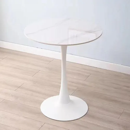 Vista 14 de HM&DX Mesa de comedor redonda con parte superior de mármol sintético y base de pedestal, moderna mesa de ocio para bar, mesa auxiliar de espacio