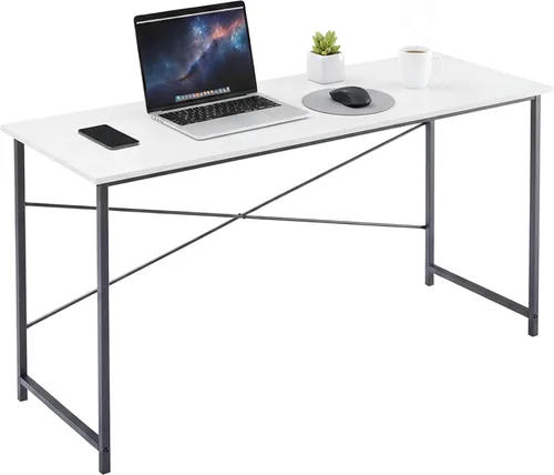 Vista 9 de Escritorio para computadora de 32 pulgadas, escritorio simple para oficina en casa, mesa de estudio, marco de metal resistente, escritorio MDF