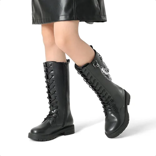 Vista 5 de DREAM PAIRS Botas altas hasta la rodilla para niñas, zapatos de equitación de invierno (niños pequeñosniños grandes)