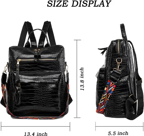 Vista 5 de Mochila de cuero antirrobo para mujer, bolsa de hombro ligera e impermeable, 4-negro, Mochilas tipo mochila