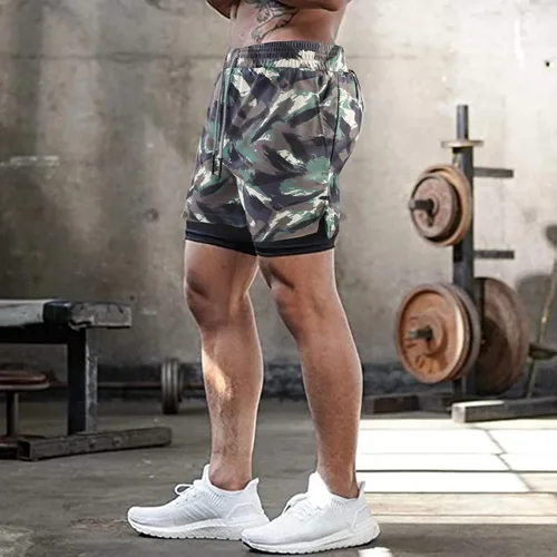 Vista 3 de Surenow - Pantalones cortos de correr para hombre, pantalones cortos 2 en 1 para entrenamiento, de 7 pulgadas, para yoga, deportes al aire libre