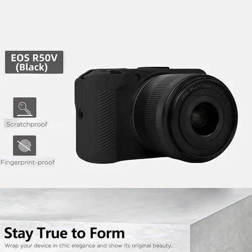 Vista 7 de Funda EOS R50V, funda protectora de silicona suave para cámara digital Canon EOS R50 V, diseño antiarañazos, ajuste delgado, con 2 protectores