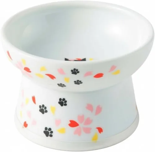 Vista 21 de Tazón elevado de comida para gatos Necoichi – Tazón elevado de cerámica para gatos para fatiga de bigotes y cuello, apto para lavavajillas
