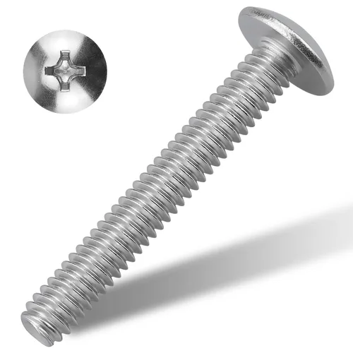 Vista 9 de Tornillos de máquina con cabeza de armadura de 1/4-20 x 1, Phillips Drive, rosca completamente a máquina, acero inoxidable 18-8 304, acabado