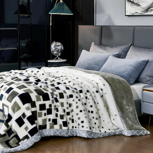 Vista 3 de LGYKUMEG Manta pesada de visón coreano, tamaño Queen de 79 x 91 pulgadas, sedosa suave y cálida, manta de cama Raschel reversible de 2 capas, 9