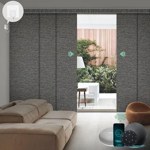 Vista 24 de Yoolax - Persianas deslizantes inteligentes personalizadas XL, persianas verticales de tela opacas para puertas de vidrio. Separador de habitación