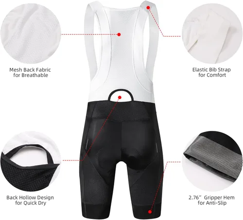 Vista 5 de Ciclismo baberos hombres Ciclismo Bib Shorts Hombres Road Bike Bicicletas Transpirable Acolchado Riding Tights Bib Shorts Ciclismo Hombres