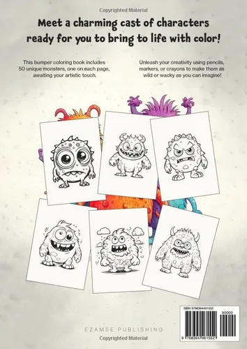 Vista 2 de Mischievous Monsters Coloring Book 50 Cartoon Creatures for Creative Kids