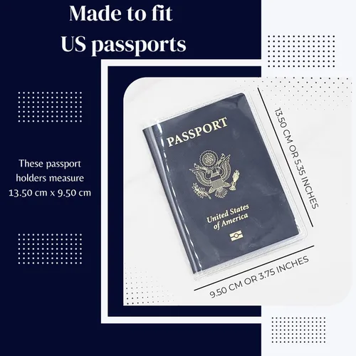 Vista 4 de Funda transparente para pasaporte (paquete de 6) – Protector de pasaporte con ranuras para tarjetas y boletos, soporte de plástico impermeable