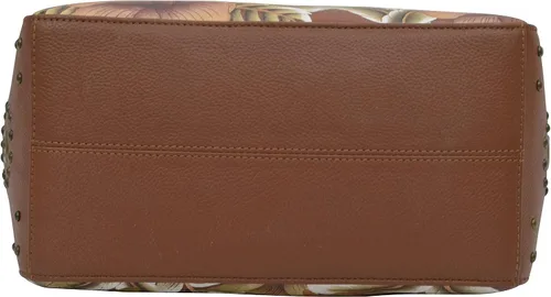 Vista 7 de Anuschka Bolso de hombro de cuero genuino para mujer, obra de arte original pintada a mano, hobo clásico con bolsillos laterales tachonados