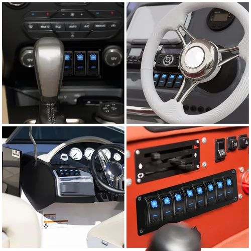 Vista 5 de MIIGII Panel de interruptores, Interruptor basculante de 1 banda con carcasa de aluminio para coche, camión, barco, vehículo recreativo, Panel