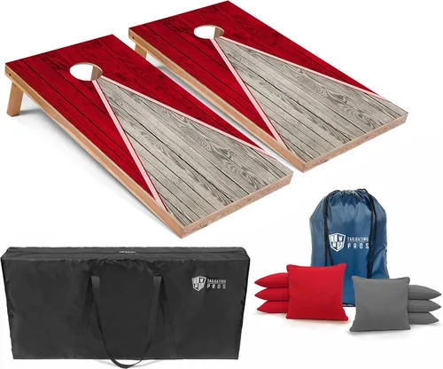 Vista 63 de Tailgating Pros Juego de tablero de Cornhole ligero con diseño piramidal con bolsas de frijoles y estuche de transporte, juego de cornhole