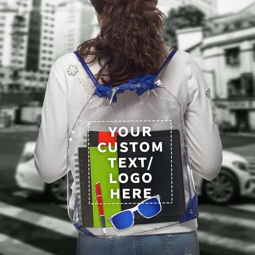 Vista 6 de DISCOUNT PROMOS Mochilas de plástico con cordón, - Personalizado - Azul, Cordón