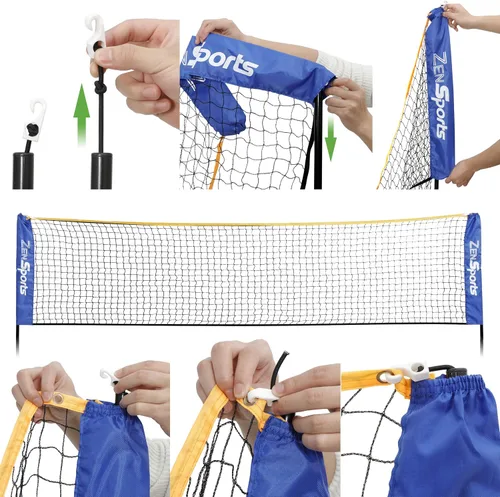 Vista 5 de ZENY Red de tenis de bádminton portátil de 10 pies para fútbol, pickleball, voleibol para niños, altura ajustable de 2.5 pies a 5 pies