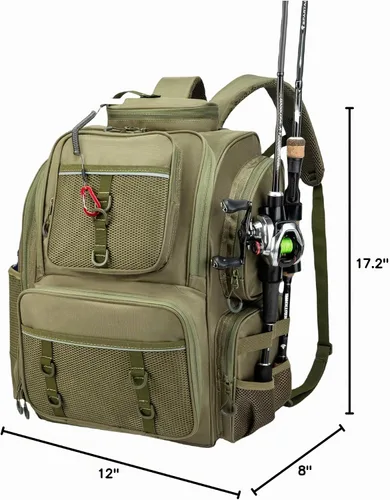 Vista 7 de WANOON Mochila de pesca, bolsa de aparejos, con cajas de aparejos. Bolsa de pesca grande, materiales fuertes