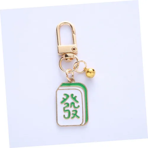 Vista 4 de SOIMISS Llavero Mahjong para decoración de dados, decoración de metal, llavero de Feng Shui, llavero de la suerte, colgante de Mahjong, llavero