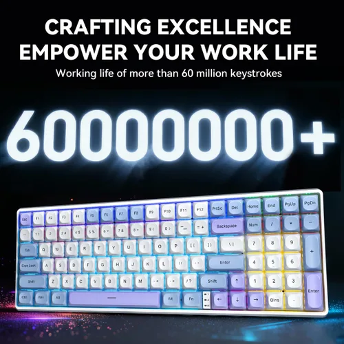 Vista 7 de Aula S100 Pro Wireless Gaming Keyboard, Tri-Mode Connection (Bluetooth2.4GHzUSB-C), RGB Backlit Mechanical Keyboard with Number Pad, Customizable