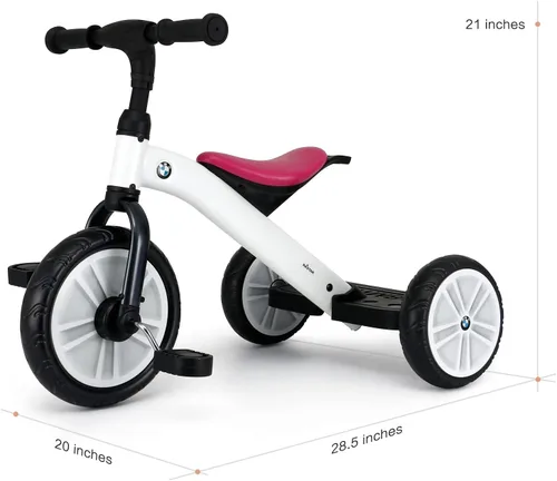 Vista 7 de BMW triciclo para niños y niñas de 2 a 5 años, regalo valioso para niños y niñas de 2, 3, 4, 5 años, color blanco perla
