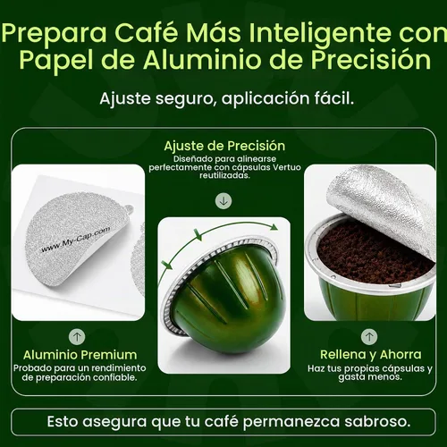 Vista 5 de My-Cap Sellos de aluminio para cápsulas Nespresso Vertuo - Tapas de aluminio reutilizables para prolongar la vida útil de las cápsulas Nespresso