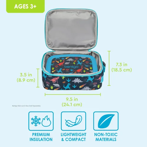 Vista 3 de Bentgo - Bolsa de almuerzo aislada para niños, resistente al agua, reutilizable, ligera y duradera, con soporte para botella de agua y bolsillo