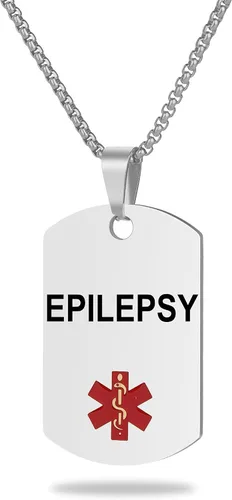 Vista 38 de Collar de alerta médica, etiqueta grabada con láser, grabado personalizado, etiqueta de identificación de acero inoxidable, colgante para hombres
