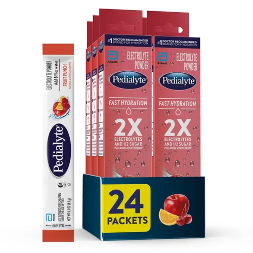 Vista 8 de Pedialyte Paquetes de polvo de electrolitos de hidratación rápida, manzana, bebida de hidratación, 8 paquetes de polvo de una sola porción