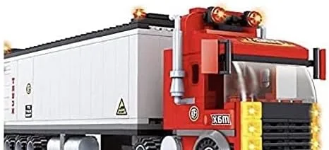 Vista 4 de General Jim's Big Red Semi-Truck Building Blocks Truck Vehicle Compatible con Lego y todas las principales marcas de construcción de ladrillos