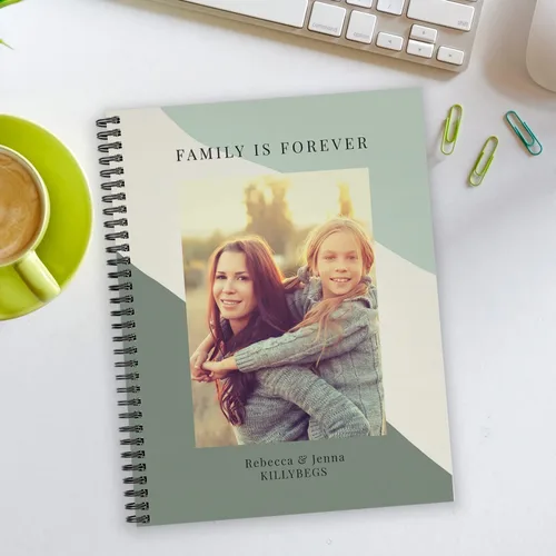 Vista 4 de Custom Photo Emerald Notebook / 8.5" x 11" Cool Tone Journal / 120 Pages/Several Paper Designs/Durable Gloss Laminated Softcover/Black Wire-o Spiral