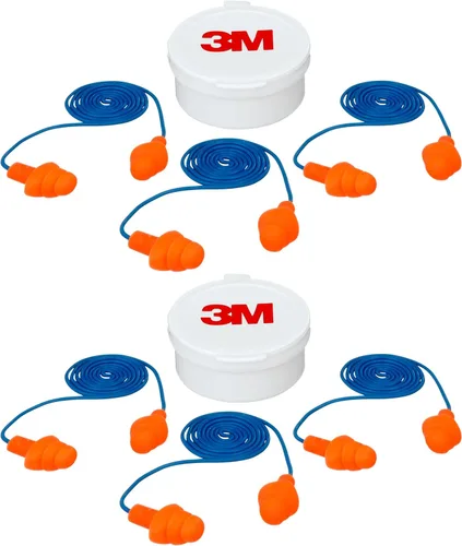 Vista 3 de 3M Tapones para los oídos reutilizables con cordón, paquete de 3, clasificación de reducción de ruido (NRR) 25 dB, fáciles de usar e insertar