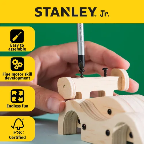 Vista 5 de Kit de madera STANLEY Jr. - Juego de artes y manualidades creativas para niños y adultos (coche deportivo de tracción trasera)