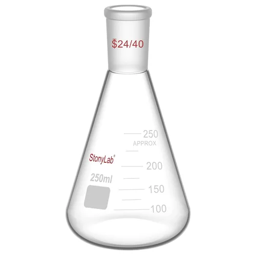 Vista 7 de StonyLab Frasco Erlenmeyer de vidrio 24/40, frasco de pared pesado de vidrio borosilicato con junta exterior cónica estándar 24/40, 1.7 fl oz