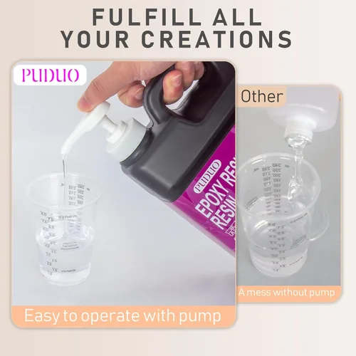 Vista 7 de Puduo Kit de resina epoxi de 2.1 galones, resina epoxi transparente recién formulada, fuerte, sin burbujas, resina artística antiamarilleamiento