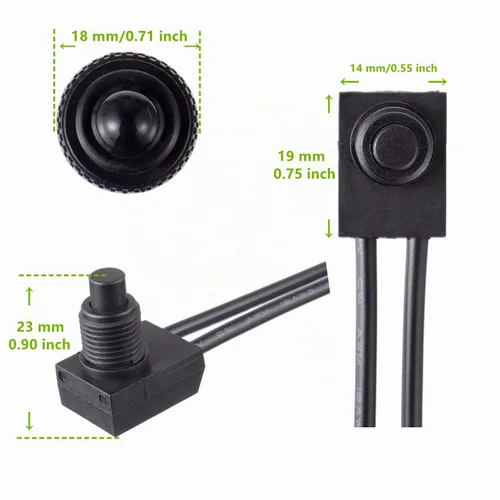 Vista 3 de KP-107 Interruptor de botón impermeable 12 V Interruptor SPST de encendido/apagado con líneas de 4.5 pulgadas para motocicleta/automóvil