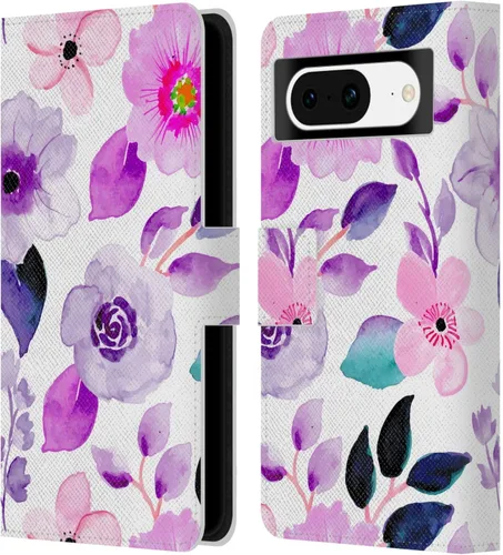 Vista 8 de Head Case Designs Officially Licensed Haroulita Blue Flower Cute Flower Pattern Leather Wallet Case Compatible with Google Pixel 8