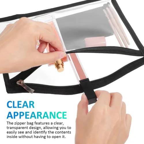 Vista 4 de FRCOLOR Bolsa de cremallera transparente 4pc Negro Pvc Zipper Bag