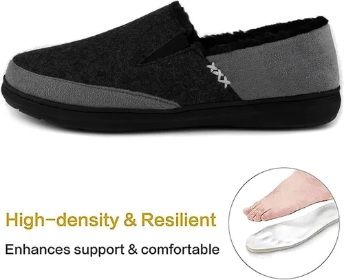 Vista 4 de Zigzagger Pantuflas de microgamuza esponjosas para hombre, estilo mocasín, para interior y exterior Negro