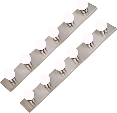Vista 12 de Lighting - Tira de tres luces para tocador de estilo Hollywood con placas cromadas, accesorios de calidad de salón para dormitorio, baño, vestidor