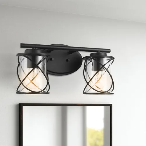 Vista 19 de mavcadonf Luces de Tocador de Baño de 2 Luces, Lámparas de Baño sobre el Espejo, Luz de Tocador Dorado Cepillado, Luces de Pared de Estilo Rústico